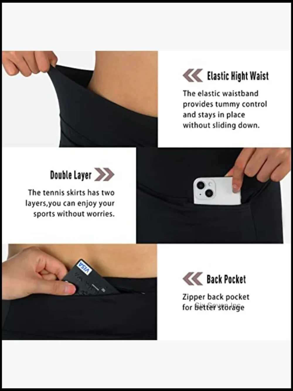 Women's Athletic Skort with Built-in Shorts, Mid Rise, Above Knee